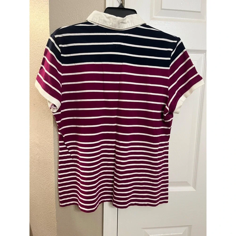 Tommy Hilfiger Polo Blue Pink White‎ Striped Short Sleeve Shirt Size 2XL